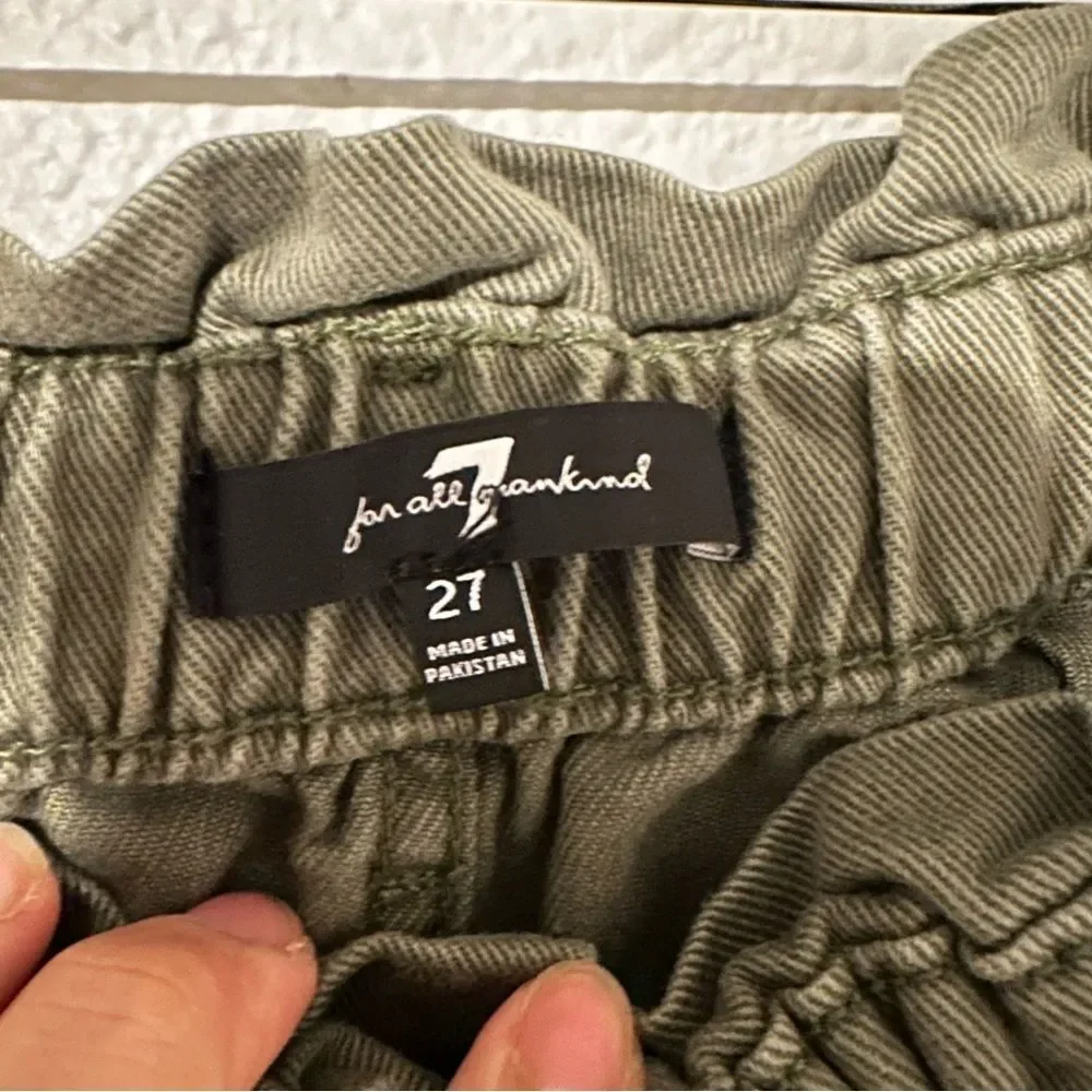 7 for all Man Kind Military Olive Green Cotton Paper bag‎ style Pants Sz 27 - Picture 9 of 10